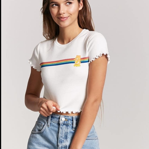 Tops - Cute Lettuce Hem Care Bear Cropped Tee